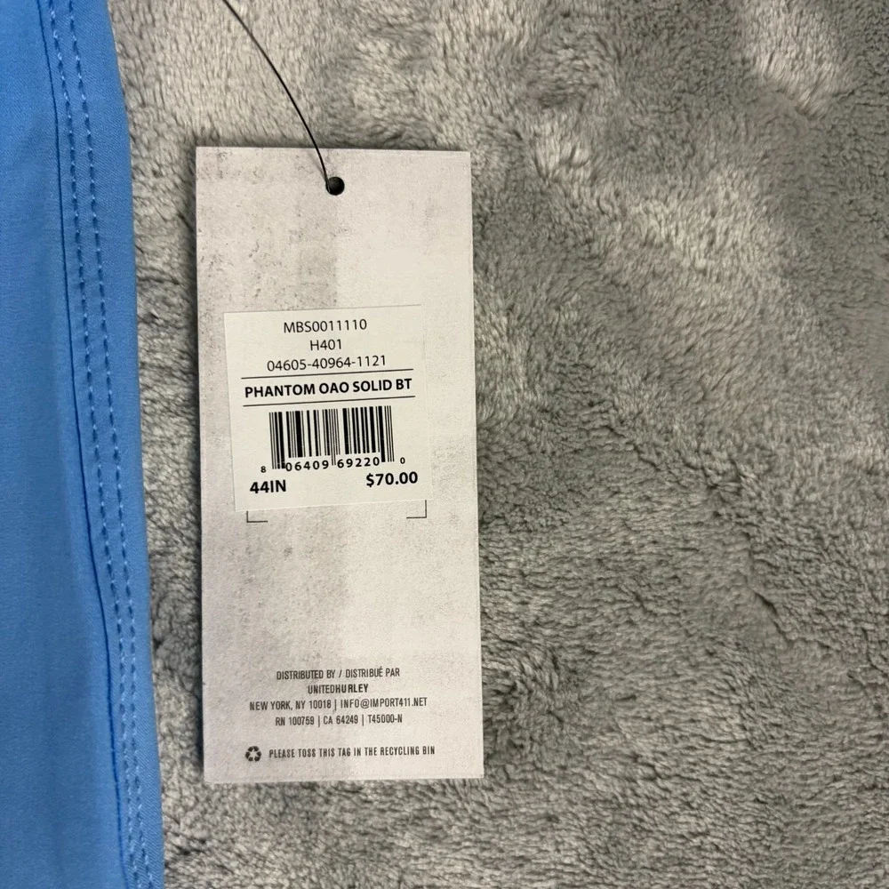 Hurley Men's Big & Tall Size 44 Bright Blue Solid Bermuda Trunks Shorts NWT $70 - Picture 3 of 7